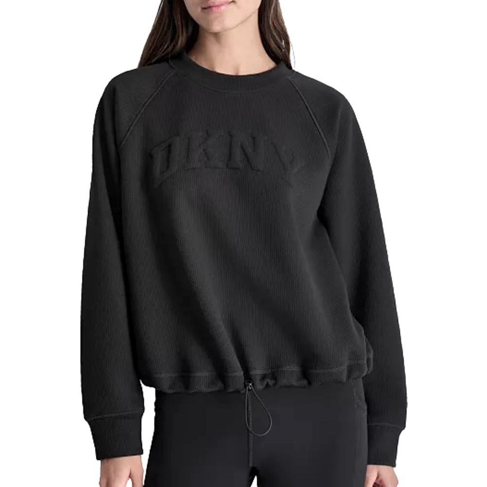 DKNY Sport Varsity Puffed Logo Drawcord Sweatshirt Size XS
